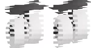 Wall Mount Covered Double Toilet Tissue Holder in Matte Black